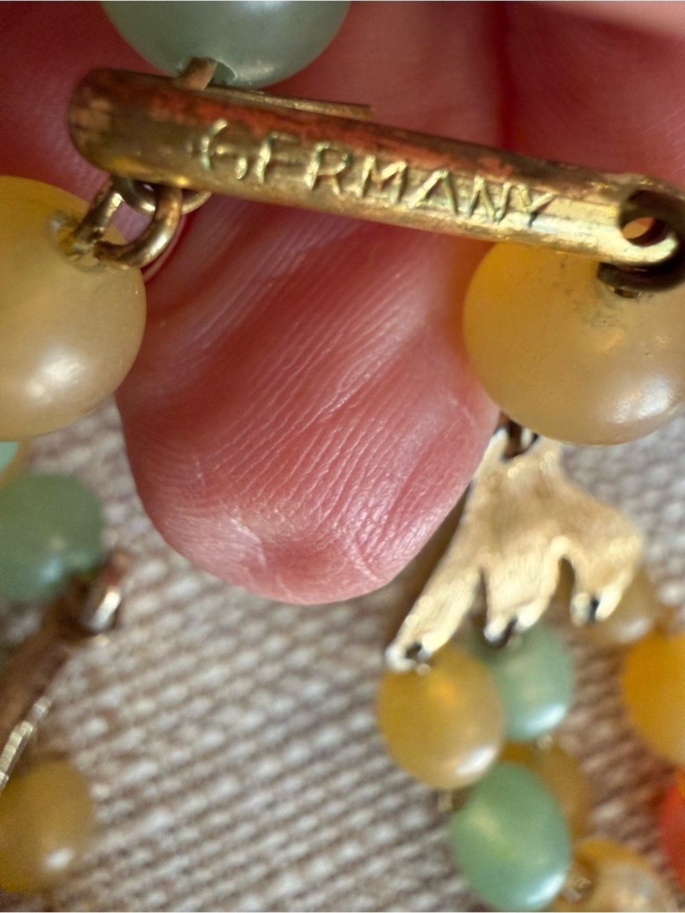 Vintage 1950s West Germany signed 3 Strand chunky Lucid bead necklace MCM - Picture 7 of 9